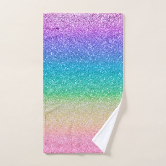 Regenboogkleuren Glitter Sparkle Girly Glam Kleurr Bad Handdoek (Handdoek)