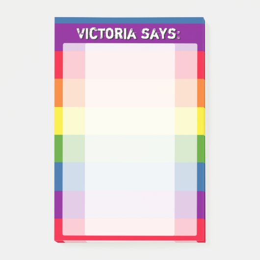 Regenboogkleuren met aangepaste tekst post-it® notes (Voorkant)