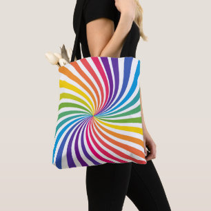 Regenboogkleuren minimalisme wervelen geometrisch draagtas