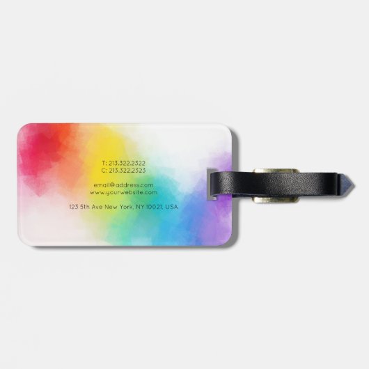 Regenboogkleuren Modern Trendy Elegant Sjabloon Bagagelabel (Achterkant horizontaal)