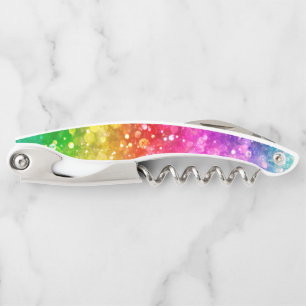 Regenboogkleuren namaak glitters kurkentrekker