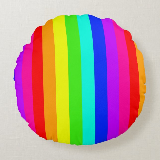 Regenboogkleuren Rond Kussen (Voorkant)