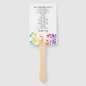 Regenboogkleuren scrolleaf lesbian programma hand handwaaier (Achterkant)