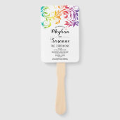 Regenboogkleuren scrolleaf lesbian programma hand handwaaier (Voorkant)