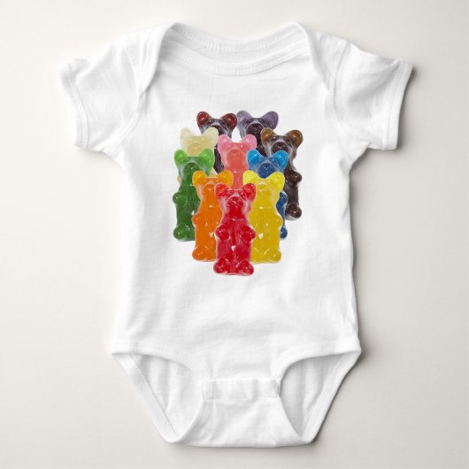 regenboogkleuren snoep minuscule beer romper (Voorkant)