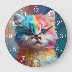Regenboogkleurig Kitten Portret Grote Klok