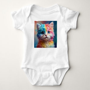 Regenboogkleurig Kitten Portret Romper