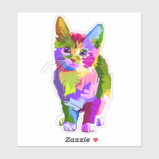 Regenboogkleurig Kitten Sticker (Vel)