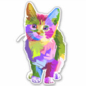 Regenboogkleurig Kitten Sticker (Voorkant)
