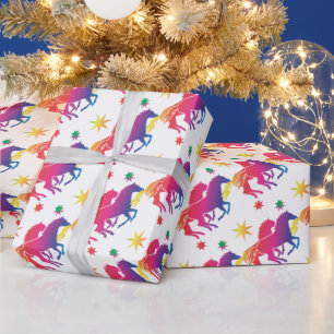 Regenboogkleurig paard cadeaupapier