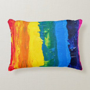 Regenboogkleurige acrylverf-kaaskleuren geprikte v accent kussen