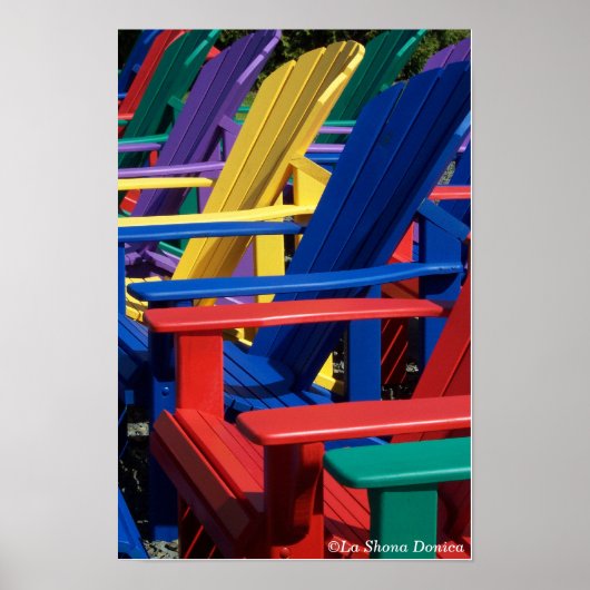 Regenboogkleurige Adirondack Chairs Poster (Voorkant)