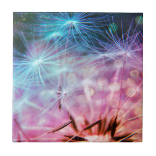 Regenboogkleurige andelion Puffs Floving Tegeltje