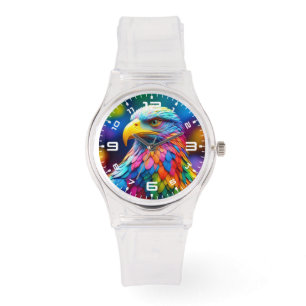 Regenboogkleurige Bald Eagle-654568 Horloge
