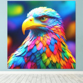 Regenboogkleurige Bald Eagle-65456 Canvas Afdruk (Insitu (Houten vloer))