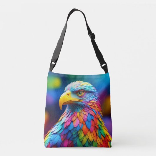 Regenboogkleurige Bald Eagle-65456 Crossbody Tas (Achterkant)
