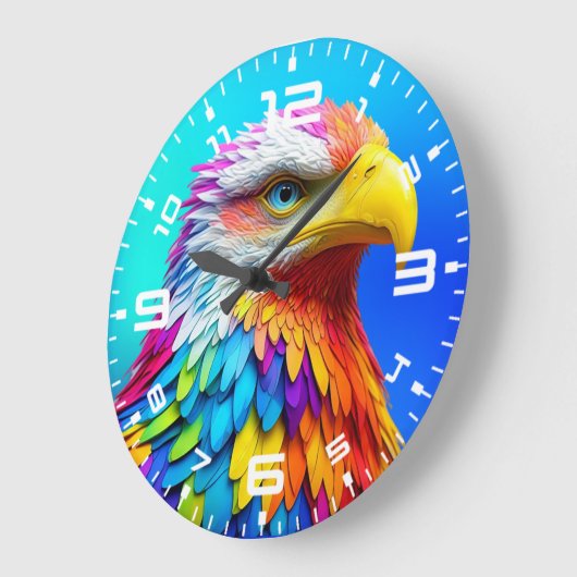 Regenboogkleurige Bald Eagle-65456 Grote Klok (Hoek)