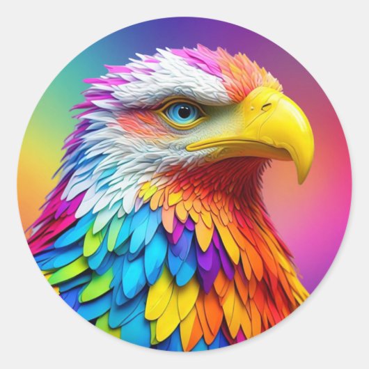 Regenboogkleurige Bald Eagle-65456 Ronde Sticker (Voorkant)