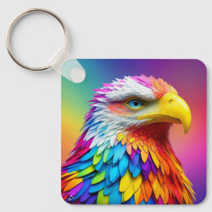 Regenboogkleurige Bald Eagle-65456 Sleutelhanger
