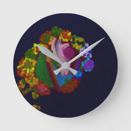 Regenboogkleurige bloemschikking ronde klok