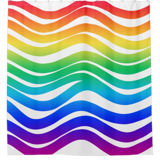 Regenboogkleurige dikke golvende lijnen douchegordijn (Voorkant)