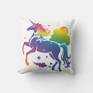 Regenboogkleurige eenhoorn ontwerp kussen