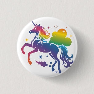 Regenboogkleurige eenhoorn ontwerp ronde button 3,2 cm