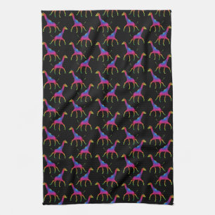 Regenboogkleurige Giraffe Theedoek