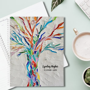Regenboogkleurige levensboom planner