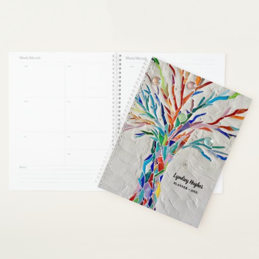 Regenboogkleurige levensboom planner (Display)