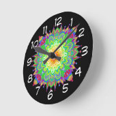  regenboogkleurige Mandala Abstracte kunst Ronde Klok (Hoek)
