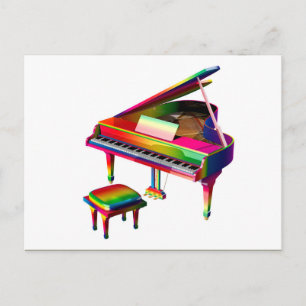 Regenboogkleurige piano briefkaart
