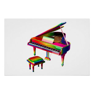 Regenboogkleurige piano perfect poster