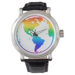 Regenboogkleurige planeet aarde horloge