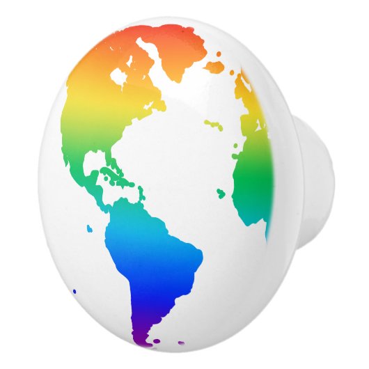 Regenboogkleurige planeet aarde keramische knop (Rechts)