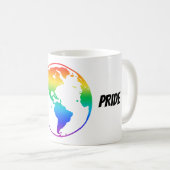 Regenboogkleurige planeet aarde koffiemok (Voorkant rechts)