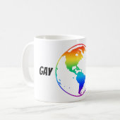 Regenboogkleurige planeet aarde koffiemok (Voorkant links)