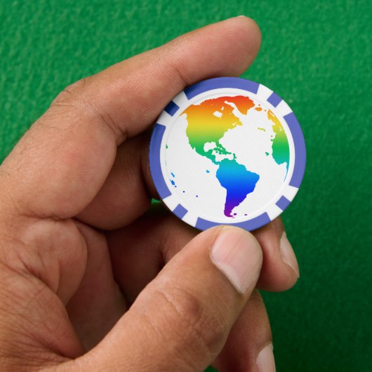 Regenboogkleurige planeet aarde poker chips (Hand)