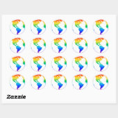 Regenboogkleurige planeet aarde ronde sticker (Vel)