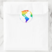 Regenboogkleurige planeet aarde ronde sticker (Tas)