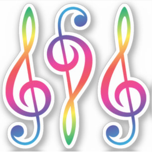 Regenboogkleurige treble G sleutel Sticker