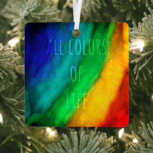 Regenboogkleurige tweekleurige LGBTQ Equality Meta Metalen Ornament