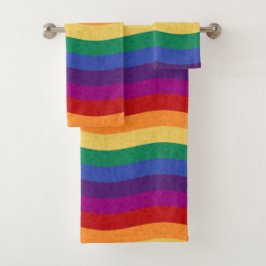 Regenboogkleurige Wavy-lijnen Bad Handdoek
