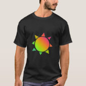 Regenboogkleurige zon met zwarte achtergrond t-shirt (Voorkant)