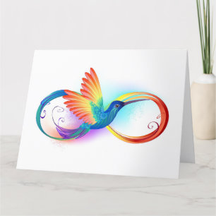 Regenboogkolibrie met oneindigheidssymbool bedankkaart
