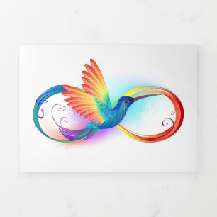 Regenboogkolibrie met oneindigheidssymbool drieluik kaart