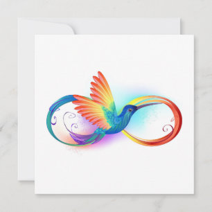 Regenboogkolibrie met oneindigheidssymbool feestdagenkaart