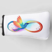 Regenboogkolibrie met oneindigheidssymbool golfheadcover (Voorkant)