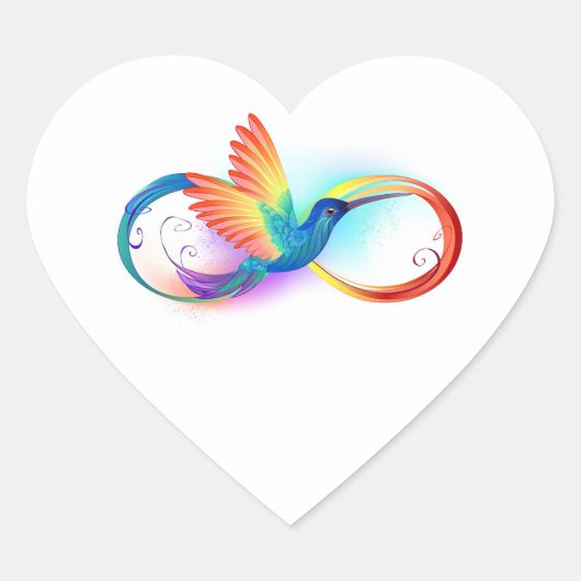 Regenboogkolibrie met oneindigheidssymbool hart sticker (Voorkant)
