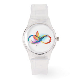 Regenboogkolibrie met oneindigheidssymbool horloge